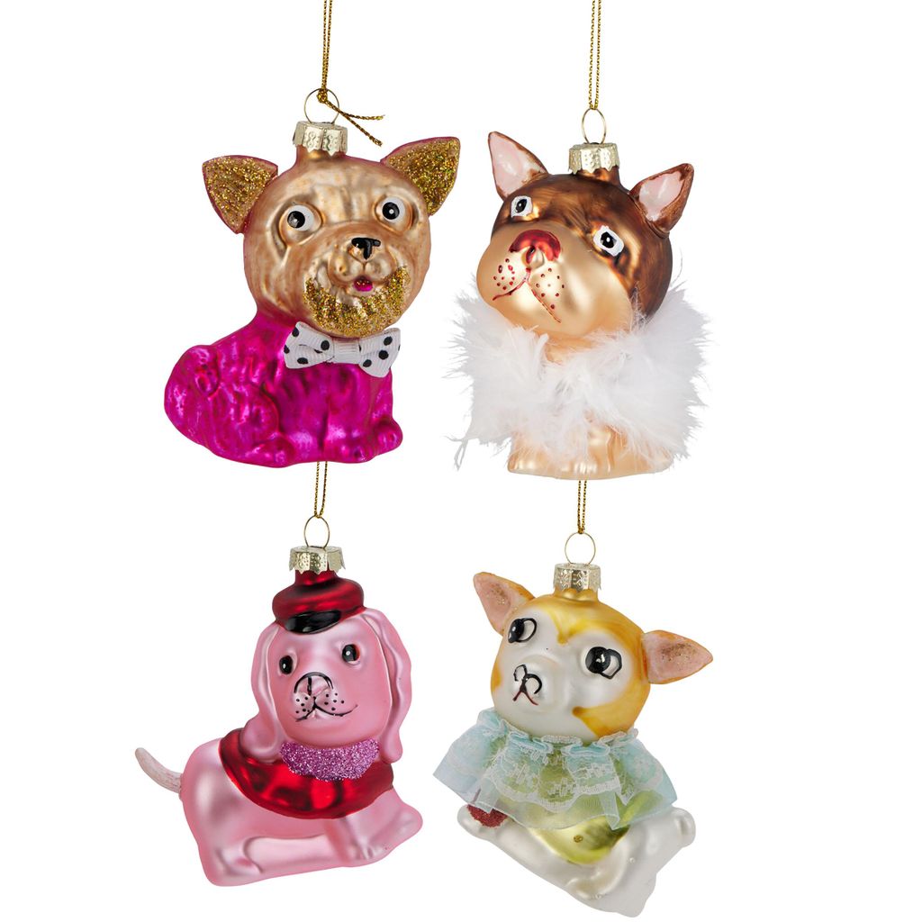 4-tlg. Set Glashänger "Hunde" 8 x 7 x 4 cm - Baumhänger Christbaumhänger Christbaumschmuck