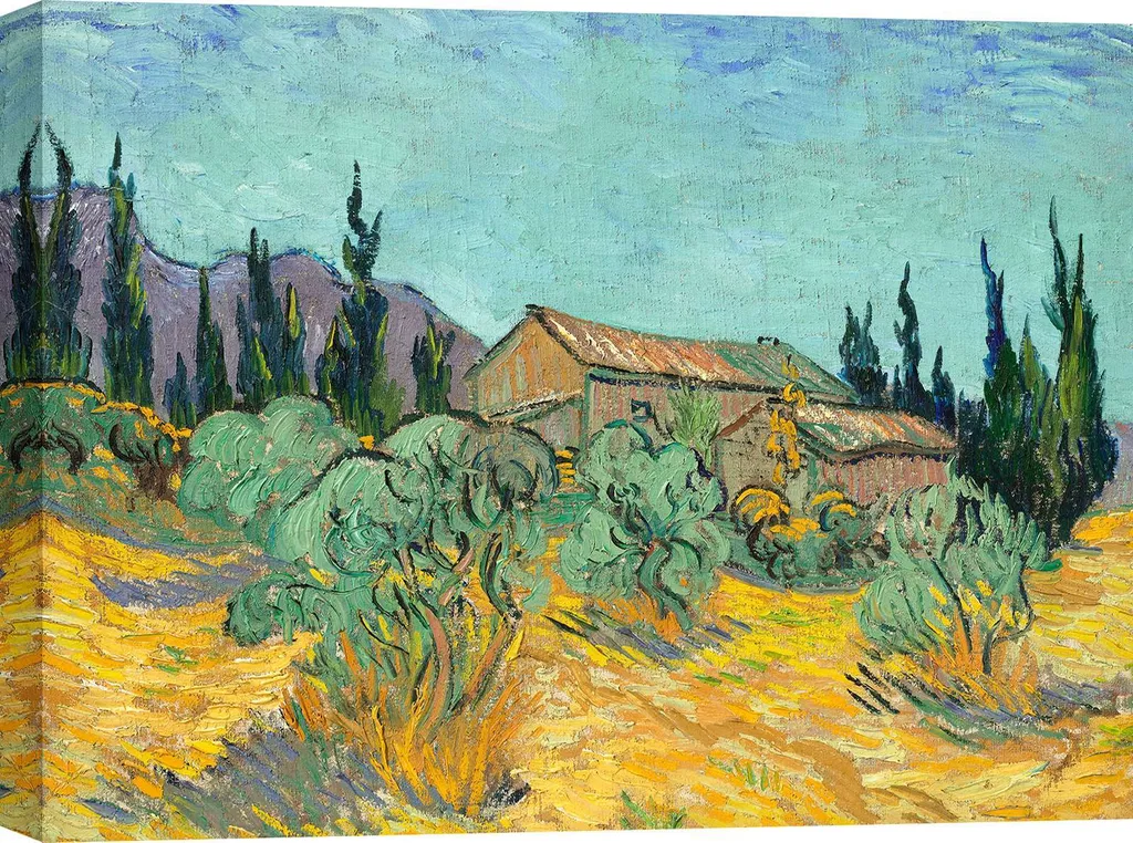 Impression sur toile Van Gogh Cabanes parmi les oliviers - 120x90 cm