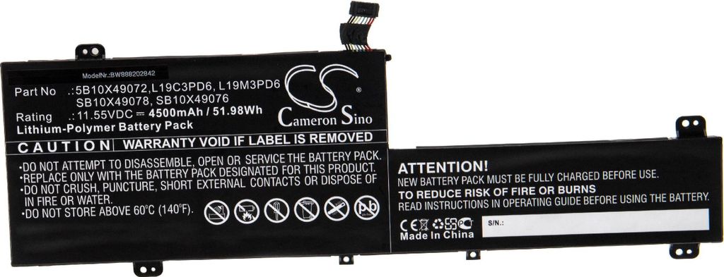 vhbw Akku kompatibel mit Lenovo IdeaPad Flex 5-14IIL05 81X1002GAU, Flex 5-14IIL05 81X1002FAU Notebook (4500 mAh, 11,55 V, Li-Polymer)