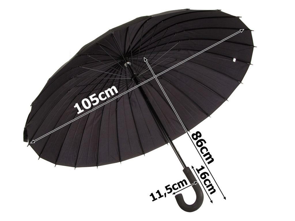 Verk 25002 Deštník holový 24 drátů, 124 cm černý Obrázek produktu 