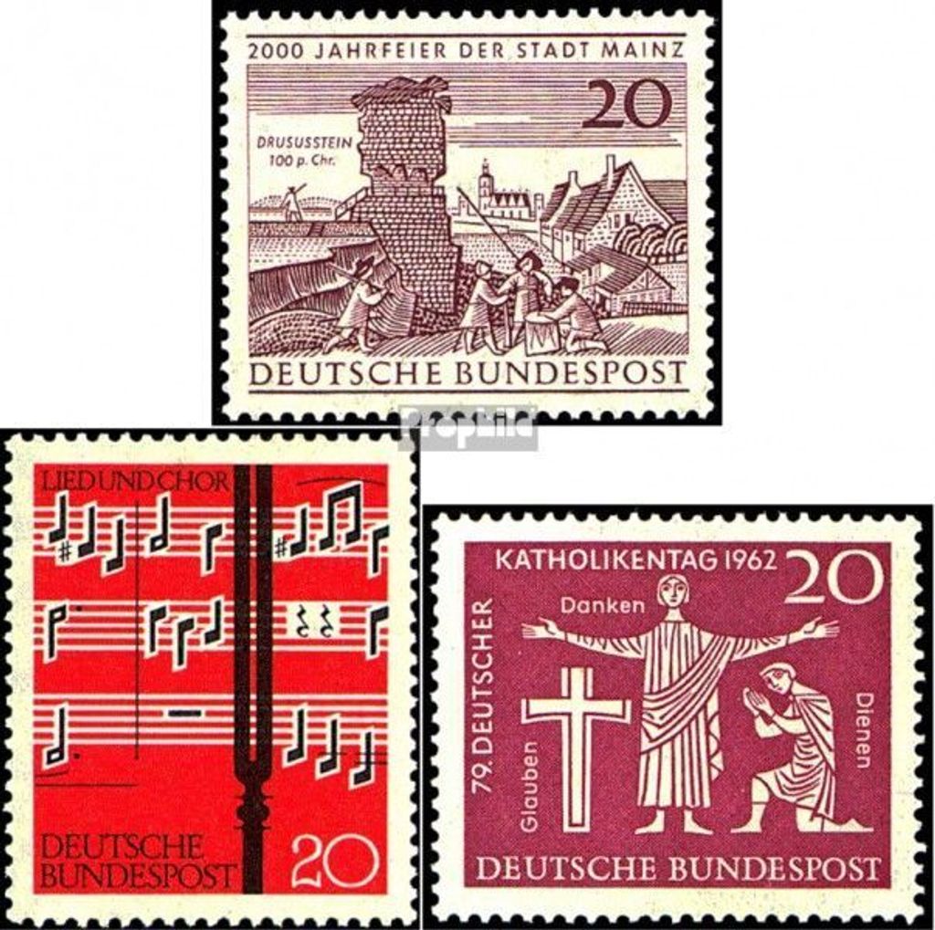 Briefmarken BRD (BR.Deutschland) 1962 Mi 375,380,381 (kompl.Ausg.) gestempelt 2000 Jahre Mainz