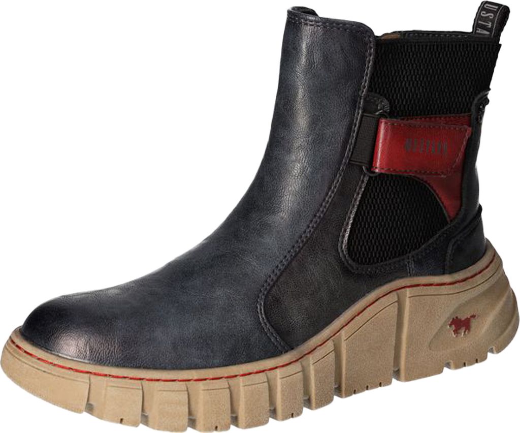 Mustang Damen Stiefelette sportlicher Plateau Chelsea Boot Stretch 1499-603, Größe:41 EU, Farbe:Blau