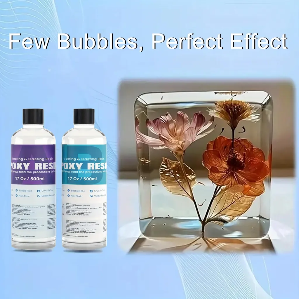 Kit Résine Époxy sans Bulles 1000ml - Solution de Coulée Transparente DIY - 2