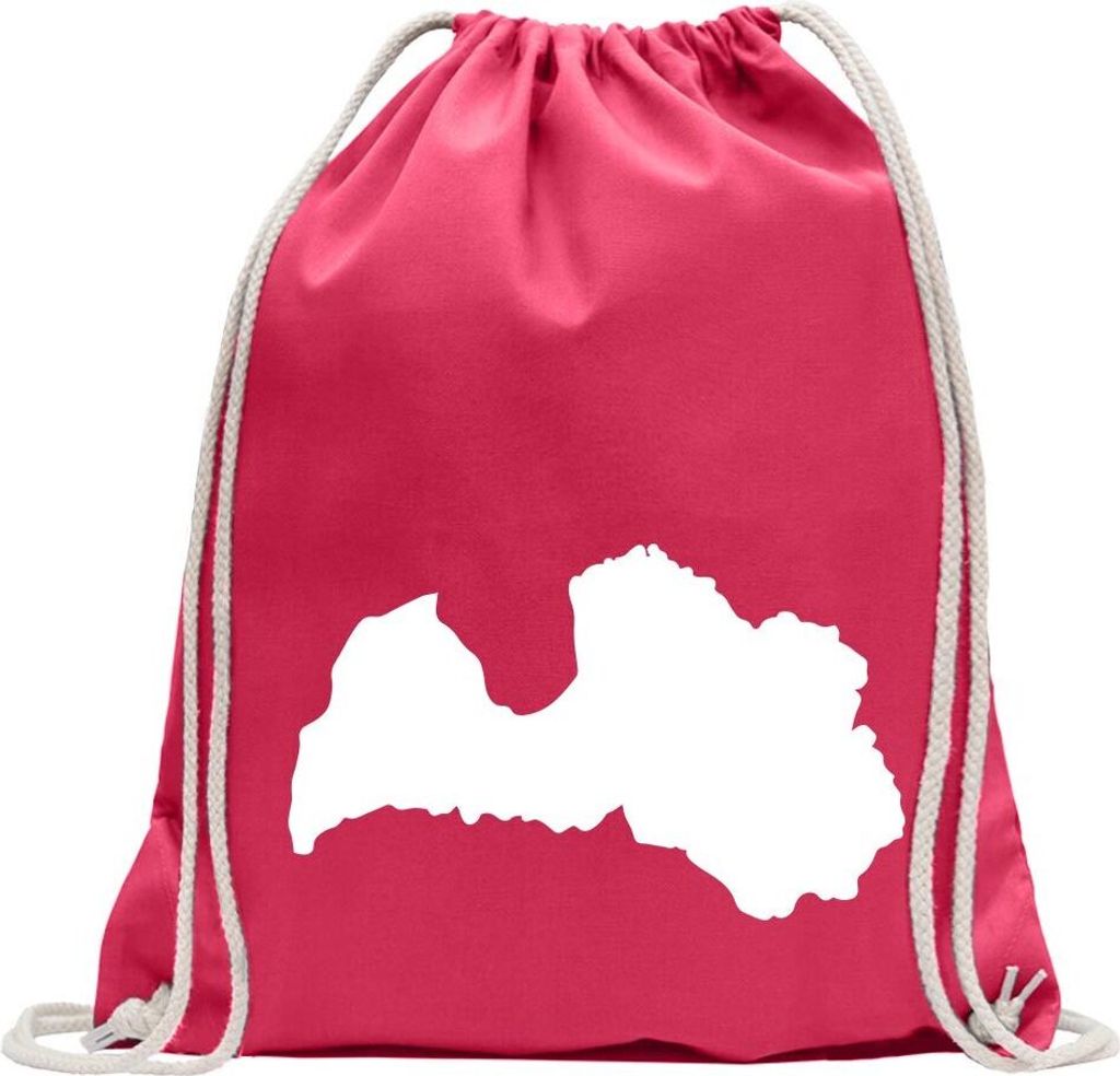Kiwistar - Turnbeutel - pink - Lettland Umriss Kontur - Fun Rucksack Sport Beutel Gymsack Baumwolle mit Ziehgurt
