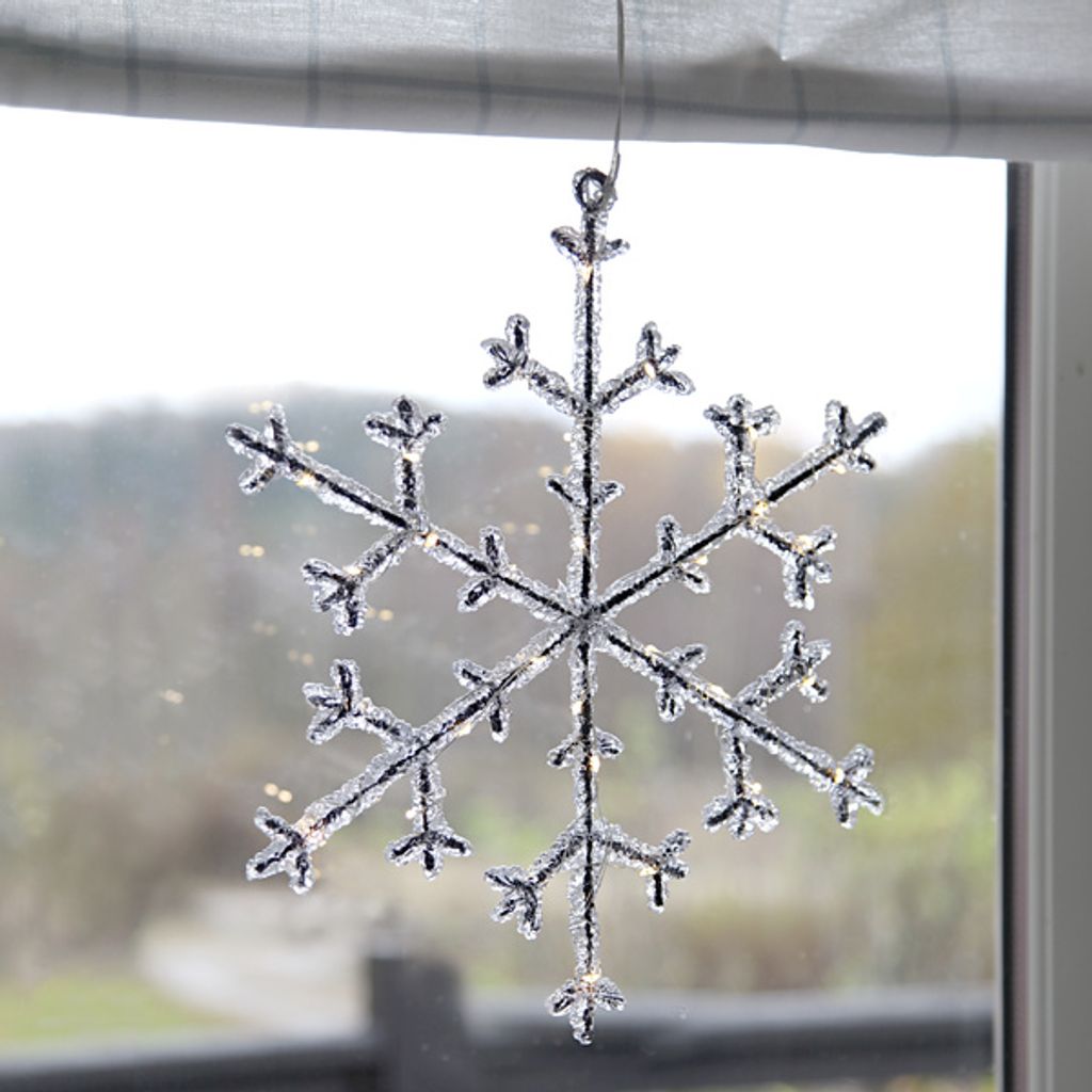 Śnieżynka biała ciepła Led ICY 28 cm na baterie Zdjęcie produktu 