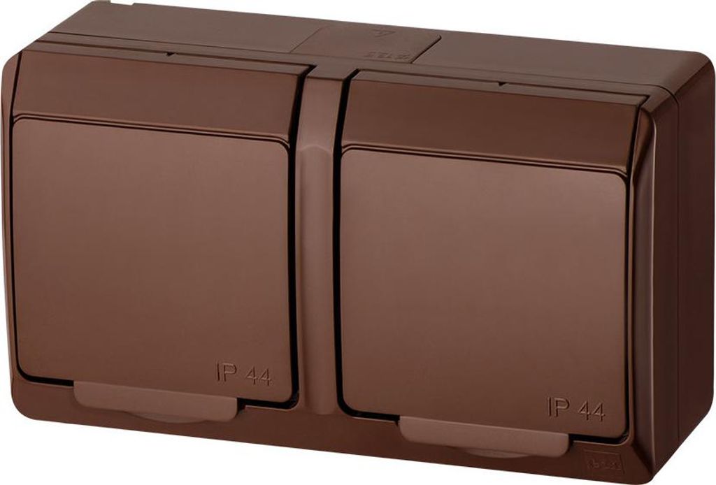 2-fach Aufputzsteckdose, IP44, Bronze, HERMES Produktbild 