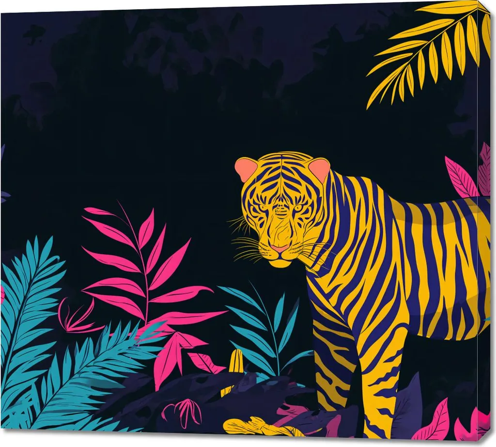 Offerta Quadro Tigre 100x90cm Stampa su Tela Canvas Alta Qualità