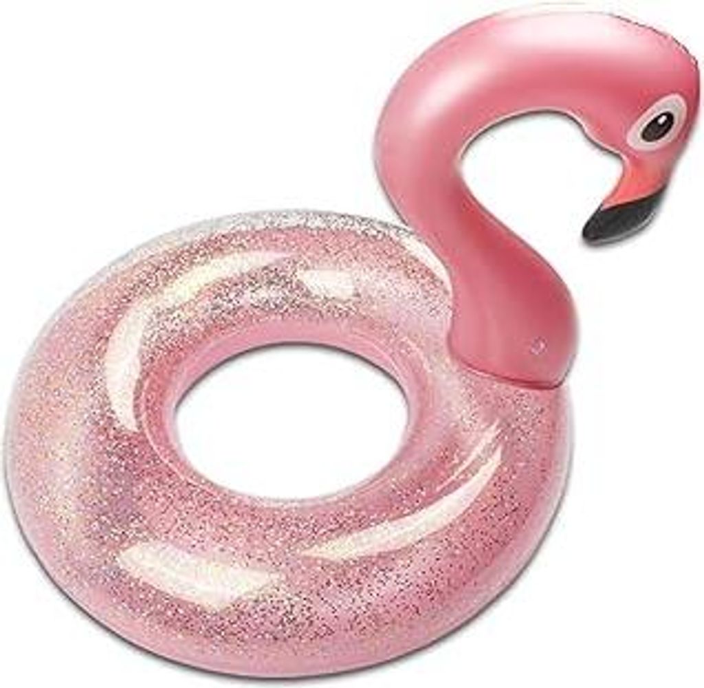 Aufblasbar Flamingo Schwimmring, Glitzer Rosa Schwimmring Luftmatratze Pool floaties, Pool Qufblasbar Ring, Erwachsene,Kinder für Poolparty Spielzeug