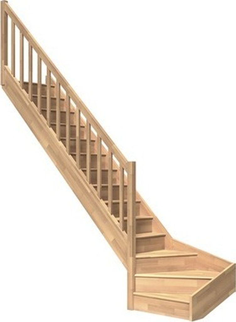 Pertura Wangentreppe Elenie Buche Leimholz Lackiert Mit Setzstufen Seitenwange buche 1/4-gewendelt unten links 83,5 cm 1