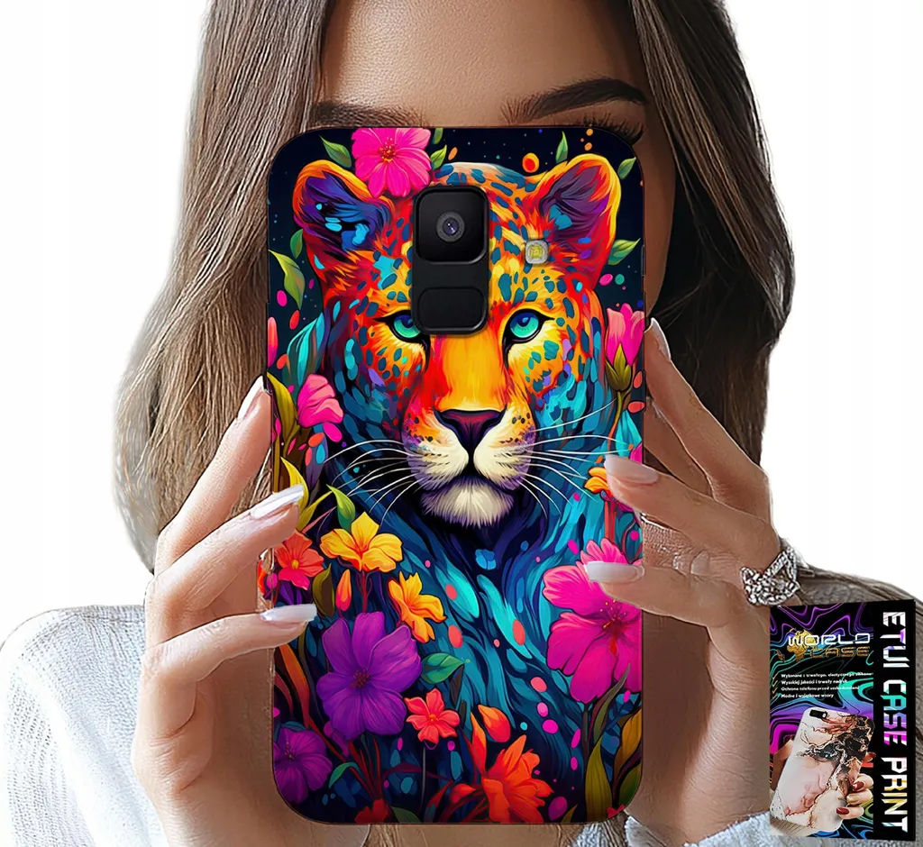 Viaggio nella Giungla: Cover Samsung A6 2018 Tigre e Fiori + Protezione
