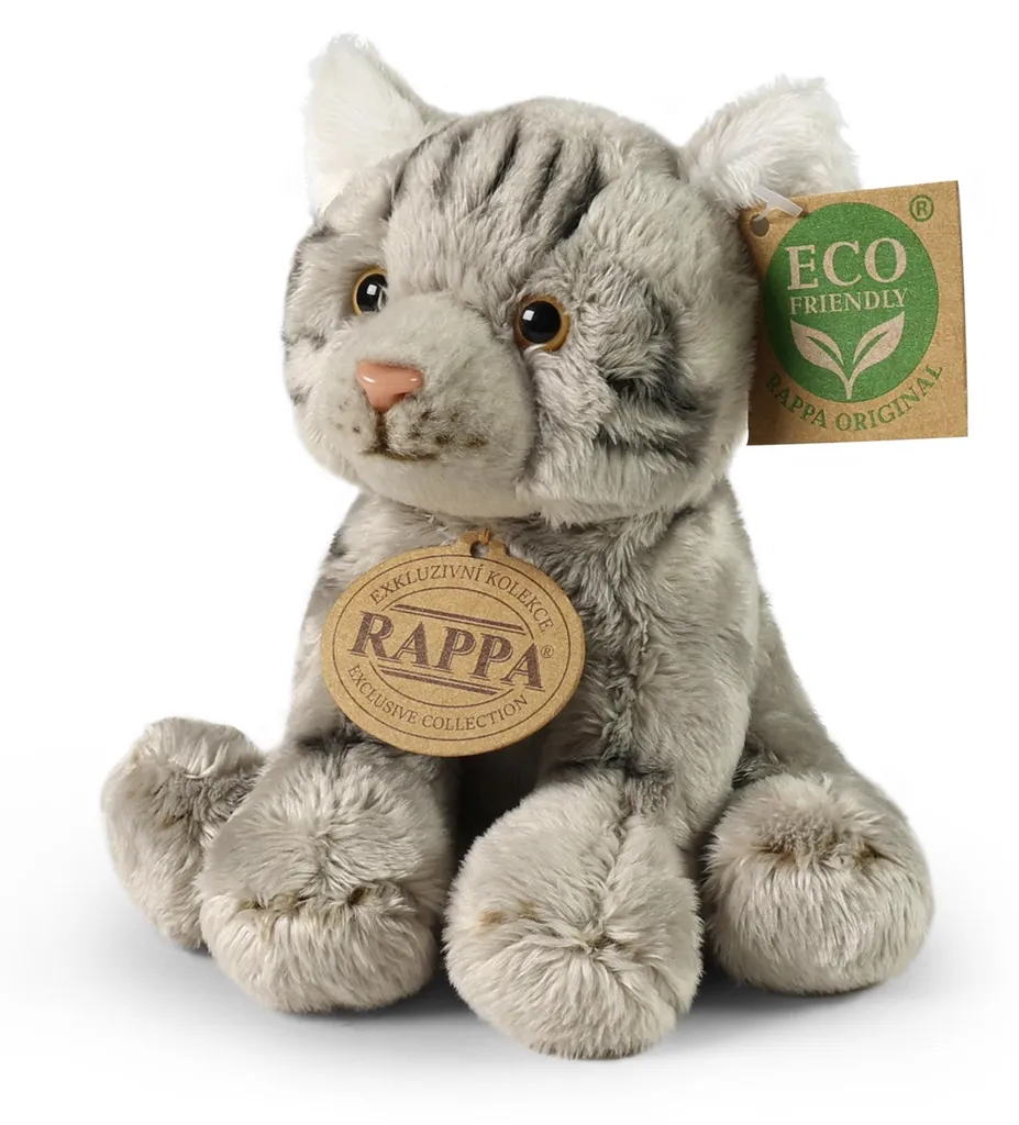 Doudou Chat Gris Éco-responsable 14 cm - Peluche Miniature pour Enfant