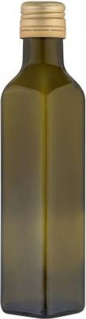 6x Glasflasche, eckig, grün, ca. 250 ml