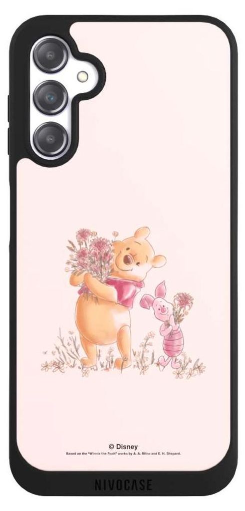 NIVOCASE Handyhülle für Samsung Galaxy A14 5G Hülle NIVOpure Case Schwarz Disney Offizielles Lizenzprodukt Winnie Puuh Ferkel
