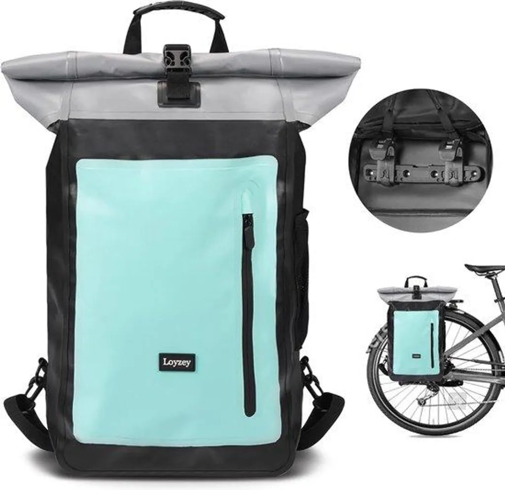 Sac à dos voyage imperméable 28L menthe avec compartiment PC portable