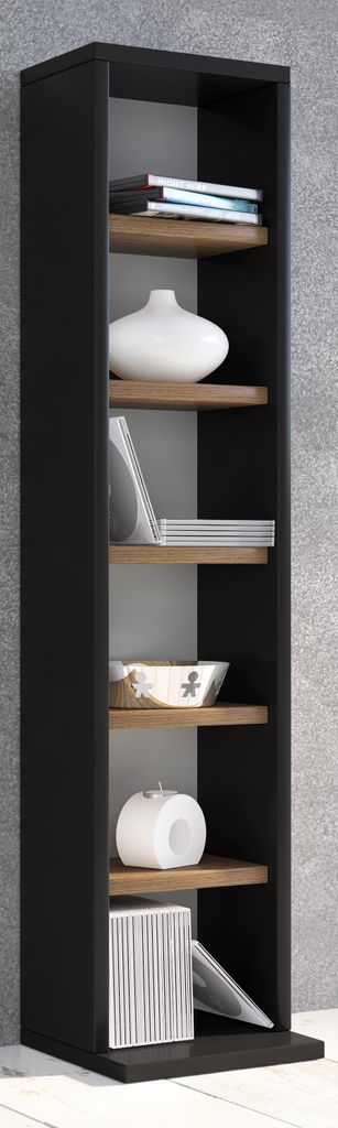 VCM Holzregal stehend | platzsparender CD Schrank für 102 CDs oder 36 DVDs | Maße: H. 92 x B. 21 x T. 20 cm | Elegantes DVD Regal stehend | Blu-R...