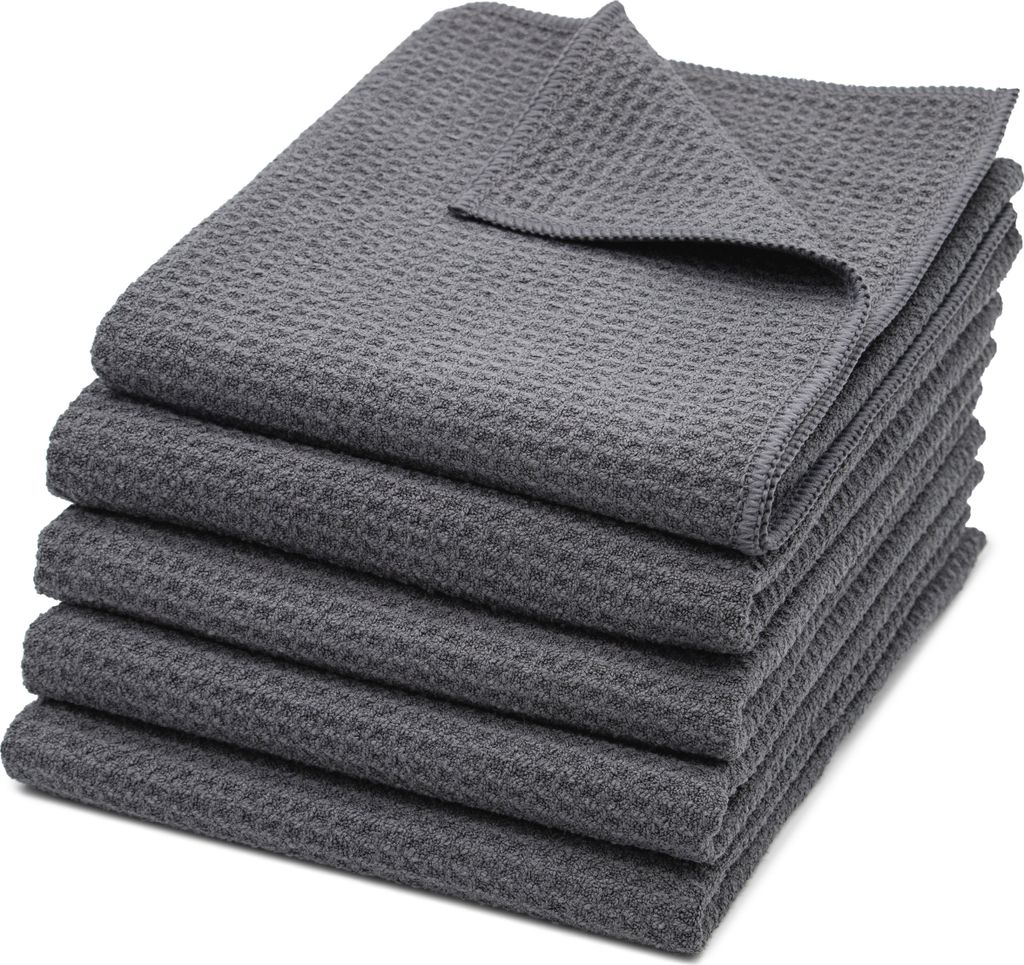 5er Set Reinigungstücher Mikrofaser, 40x70 cm, grau