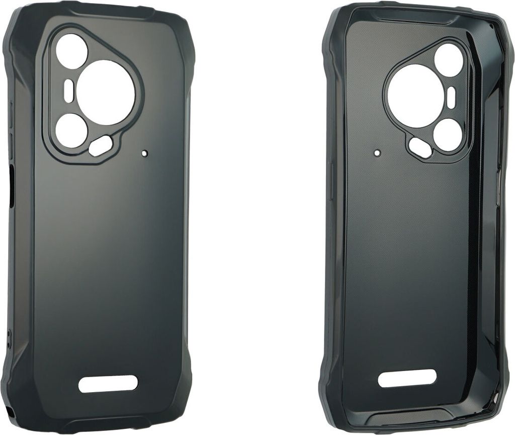 Two identical black phone cases are shown side-by-side against a white background.