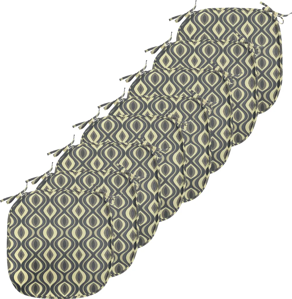 Coussin de Chaise Anti-Glisse et Imperméable 40x40 cm Lot de 8 Gris Jaune