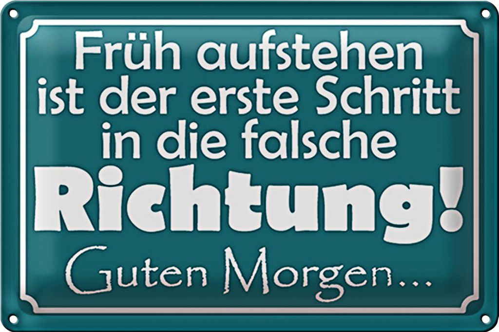Blechschild Spruch 30x20cm Früh aufstehen erste Schritt