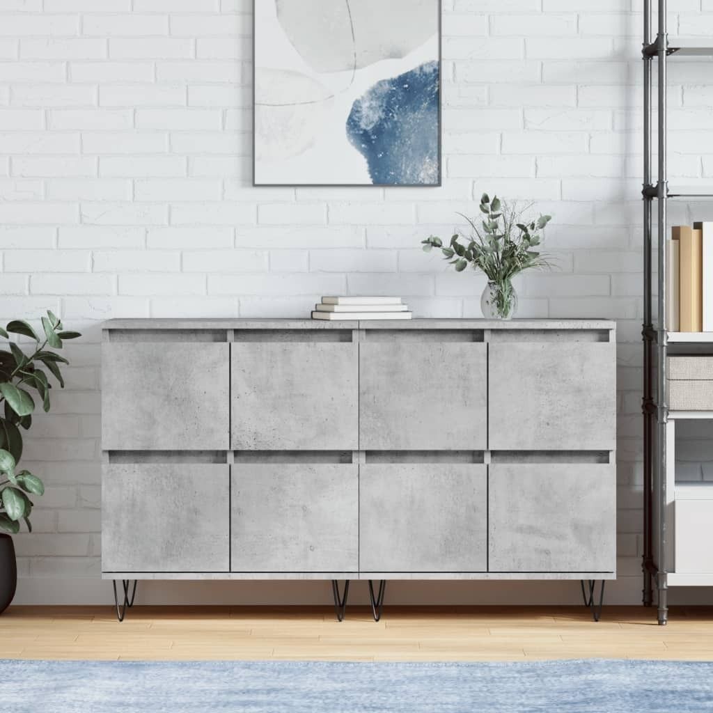 "Rabatt" Mehrzweckschrank/Vitrine/Sideboards 2 Stk. - Modernes Design - Betongrau Holzwerkstoff - Kommoden CC8242