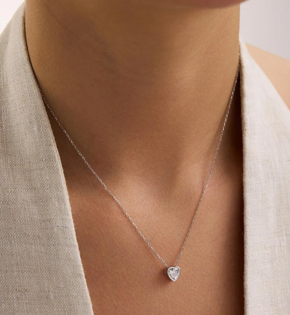 Bijou pendentif cœur en argent et zirconium - Collier femme élégant - 2