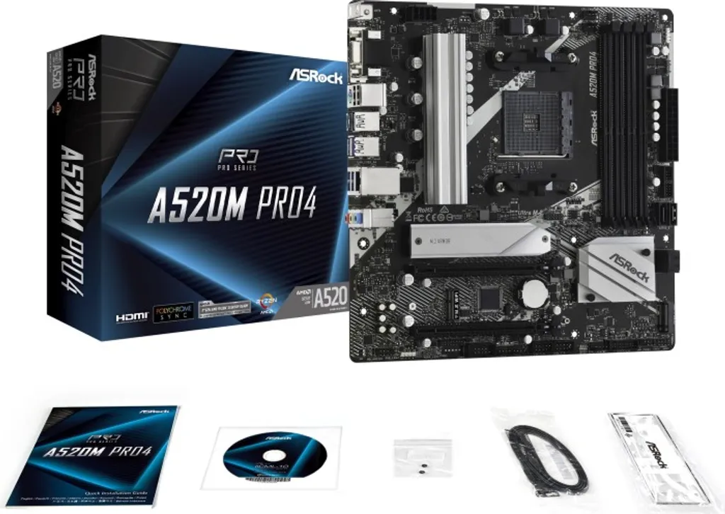 Carte Mère ASRock A520M Pro4 Format Micro ATX AMD A520 Socket AM4 PC