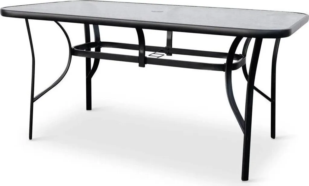 Table de jardin Noela Klaudie 150x90 cm verre trempé et acier NOELA 345708