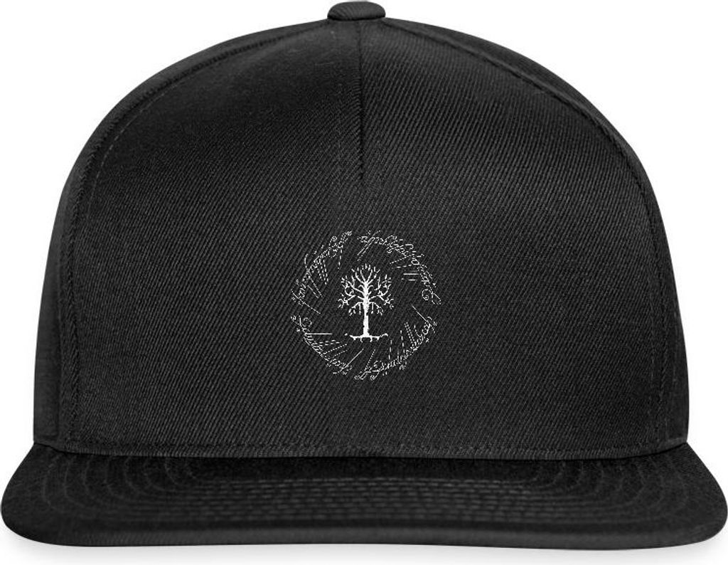 Spreadshirt Der Herr Der Ringe Der Weiße Baum Gondors Snapback Cap, One size, Schwarz/Schwarz