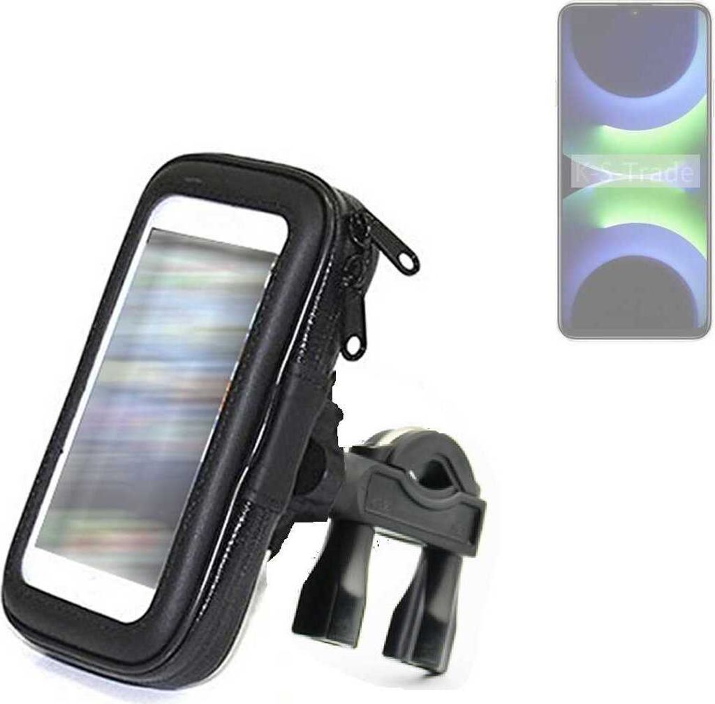 K-S-Trade Fahrrad-Halterung kompatibel mit Huawei Enjoy 70s Handy-Halterung Halter Lenkstange Fahrradhalterung Motorrad Bike Mount Wasserabweisend