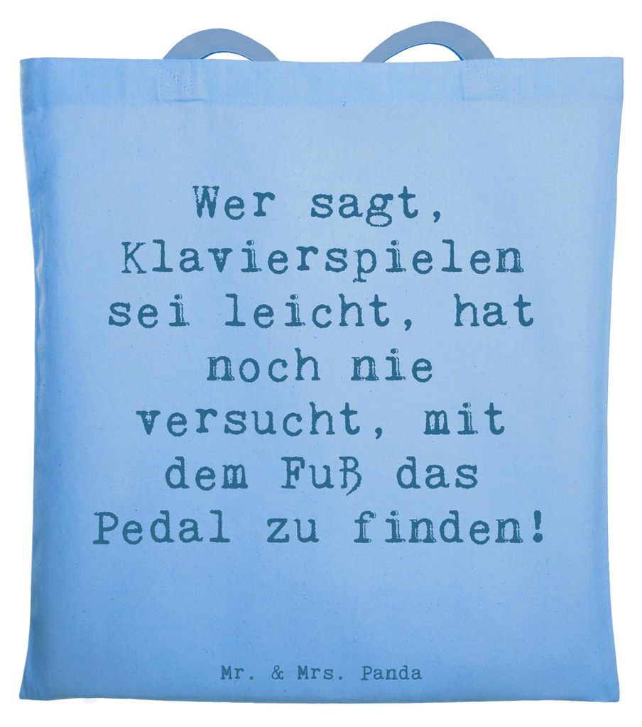 Mr. & Mrs. Panda Tote Bag Spruch Klavier Herausforderung - Sky Blue - Geschenk, Konzert, Musik, Laptoptasche, Uni Tasche, Pedal, Lernen, Musiker, M...