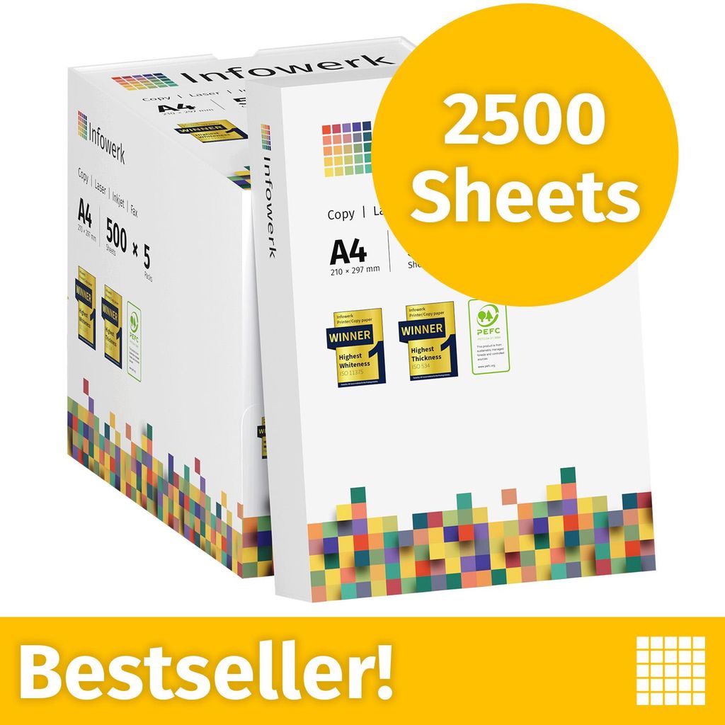 NIEUW: Infowerk Printerpapier Kopieerpapier 2500 Vel 5 x Productafbeelding 