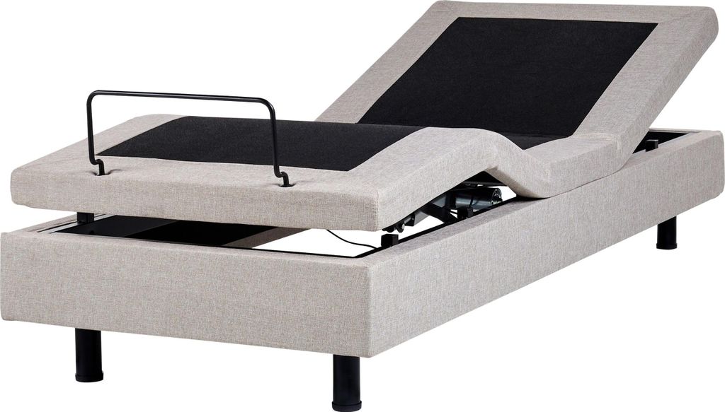 BELIANI Plattform Bett Beige 90 x 200 cm Elektrisch Produktbild 