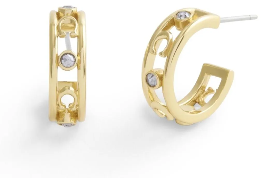Boucles d'oreilles dorées forme demi-ronde, design tendance fini brillant