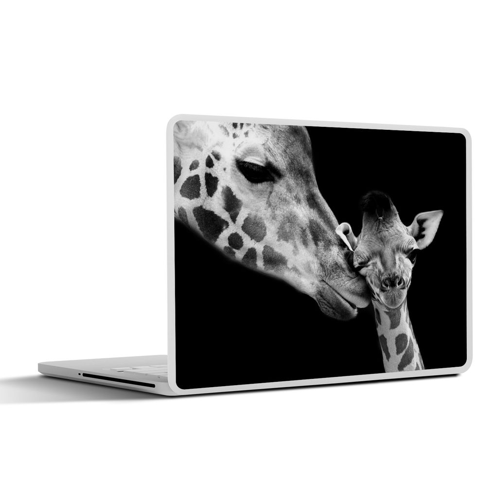 MuchoWow Laptop Aufkleber Sticker Cover Tiere - Schwarz - Weiß - Giraffe - Porträt 32.5x23.5 cm - Sticker für Laptop - Selbstklebend