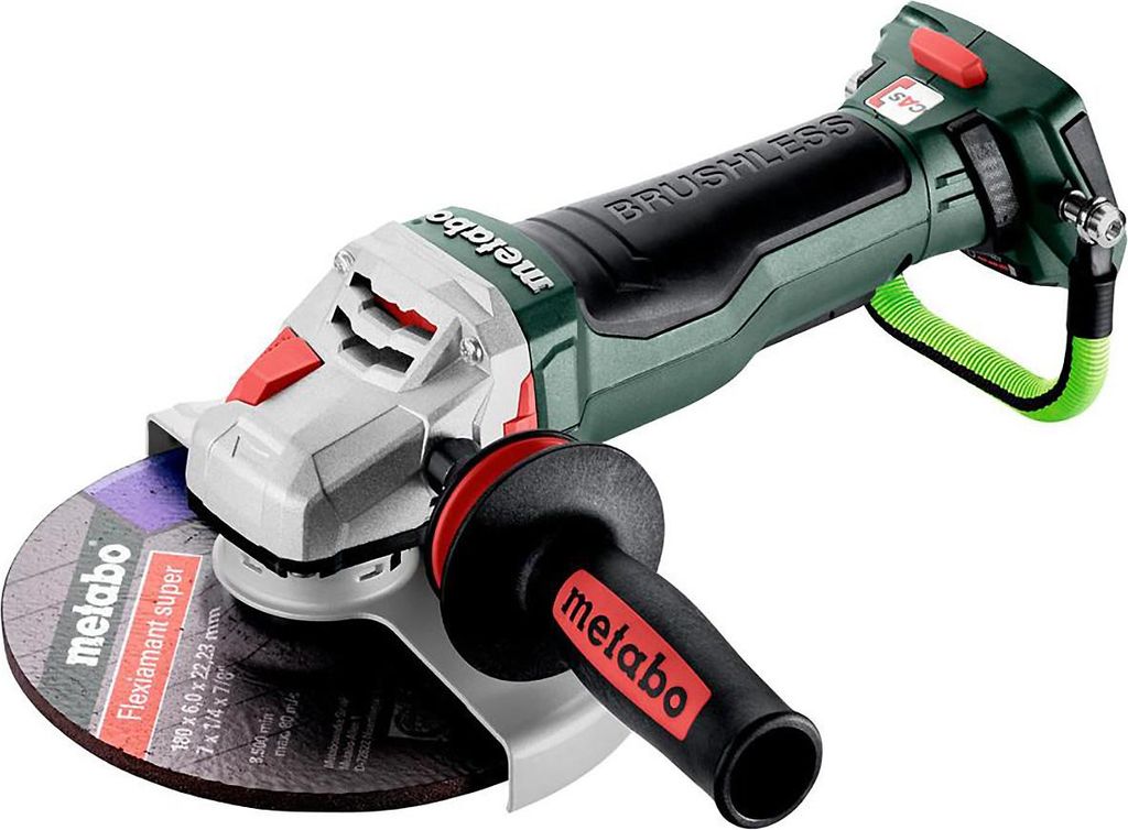 Metabo Akku-Winkelschleifer WPBA 18 LTX BL 15-180 Quick DS, mit Bremse, Schnellspannmutter, drehbarem Akkupack, Totmannschalter, metaBOX 165 L
