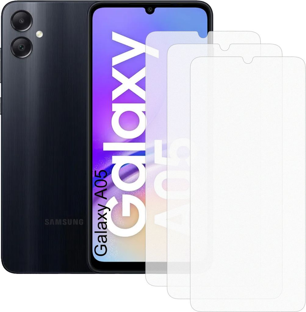 Drei Stück (3x) Display-Schutzfolie Displayschutz-Glas 9H Glas für Samsung Galaxy A05