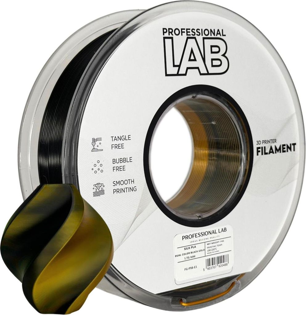 Silk PLA Filament Dual Colour Black/Gold - 1,75 mm pro 3D Obrázek produktu 