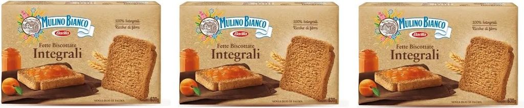 3x Mulino Bianco Fette Biscottate Volkoren 630 g Vollkorn Zwieback aus italien