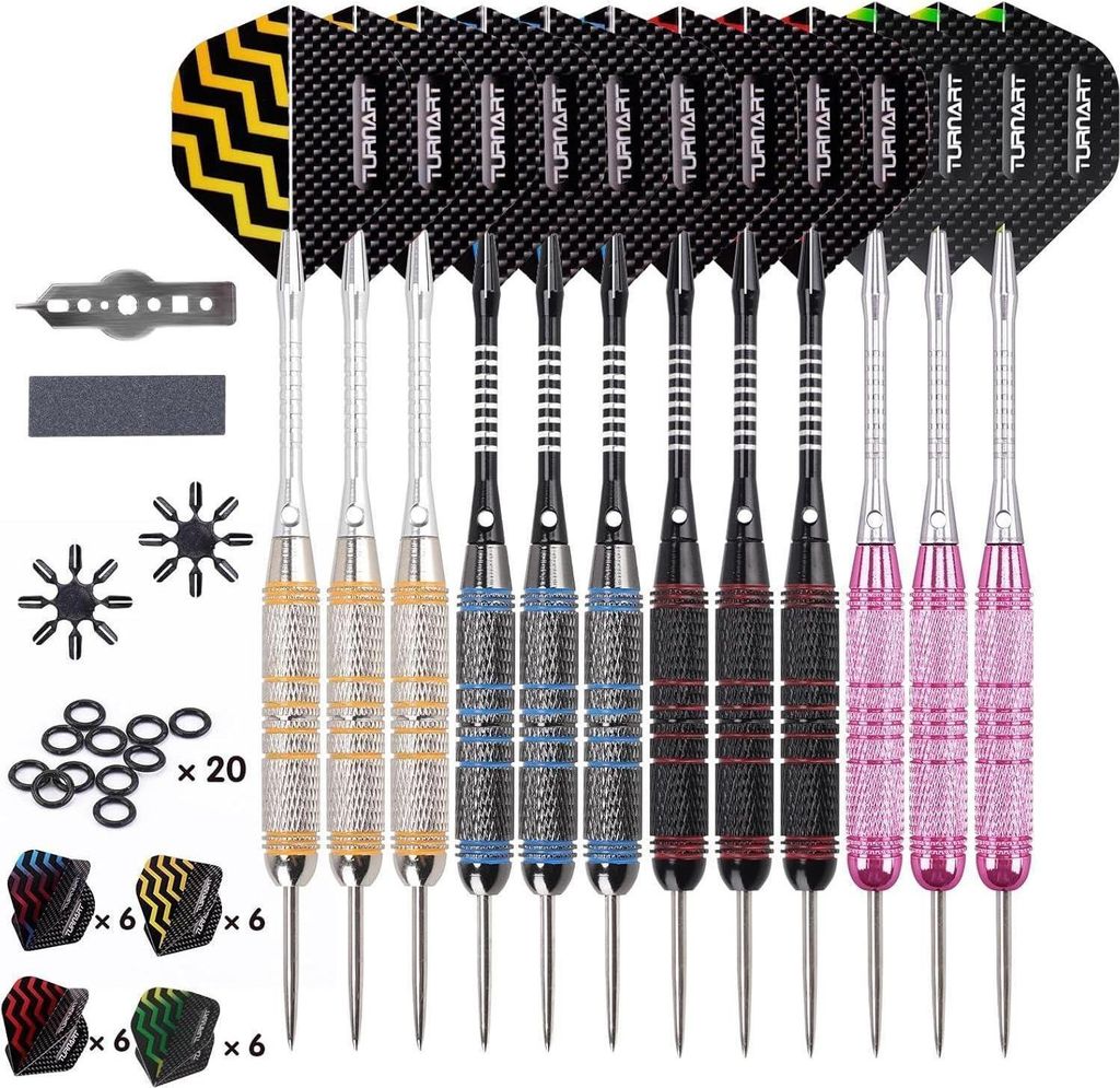 Dartpfeile Metallspitze Profi Steel Darts Set 24g 12 Stück Produktbild 