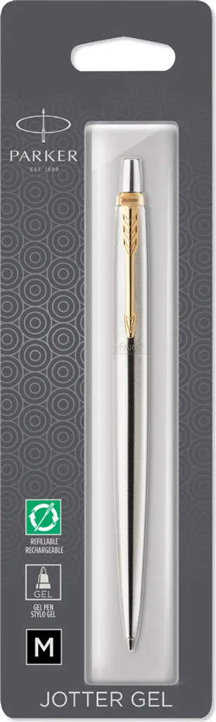 Stylo pour Signature Parker Jotter Acier et Or avec Encre Gel Fluide M