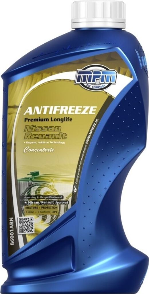 MPM Premium Longlife Renault/Nissan Kühlmittel Kühlerfrostschutz 1L Gelb -40 (50%)°C Antifreeze Konzentrat G13 type D