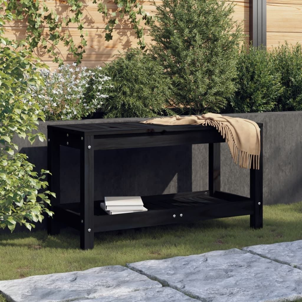 "2026 Promotion" Gartenbank/Parkbank, bis 150Kg, Schwarz 82,5x35x45 cm Massivholz Kiefer - Gartenbänke CC29750