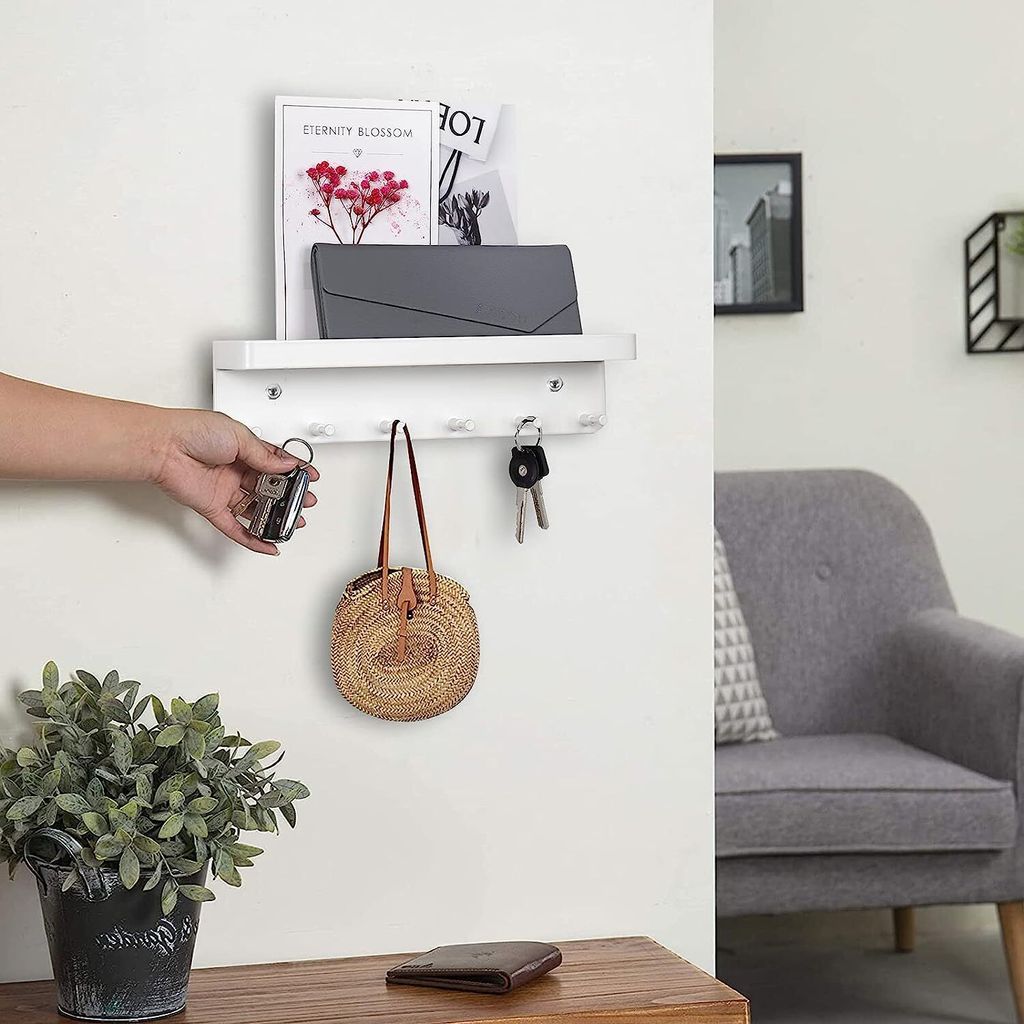 Schlüsselbrett mit Ablage, ohne Bohren, Key Rack Wand mit 6 Produktbild 8