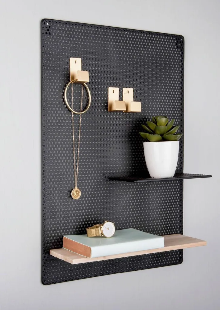 Pêle-mêle Mural Perky Mesh en Métal Noir - Support à Grille Style Industriel - 4