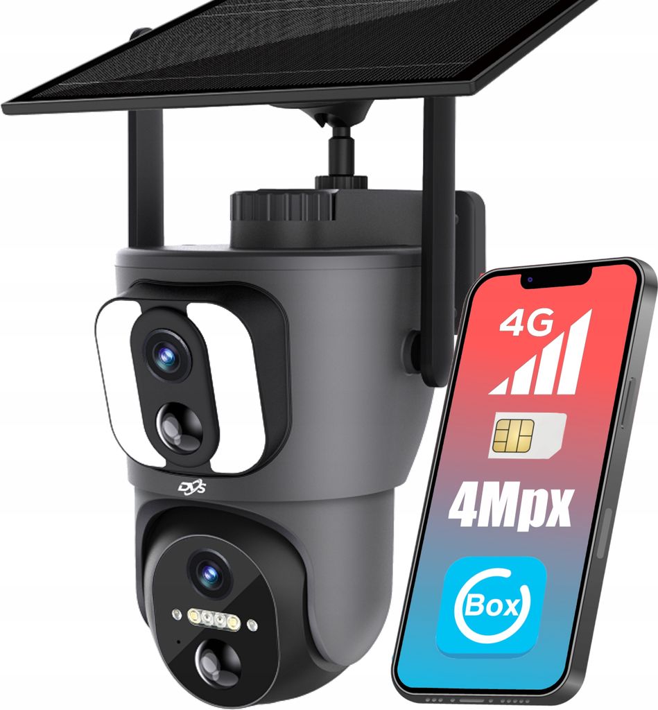 Drehbare Solar Kamera 2 Objektive 2Mp 4G Sim Pir Ai Erkennung Ip65 Batterie