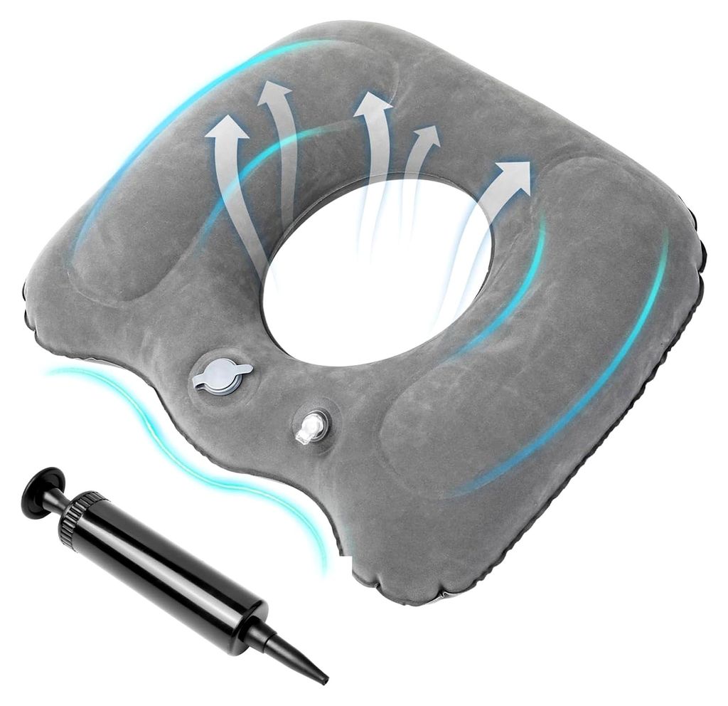 Aufblasbares orthopädisches Sitzkissen, tragbares ergonomisches Hämorrhoidenkissen für Steißbeinkissen, Bürostühle, Rollstühle und Reisekissen