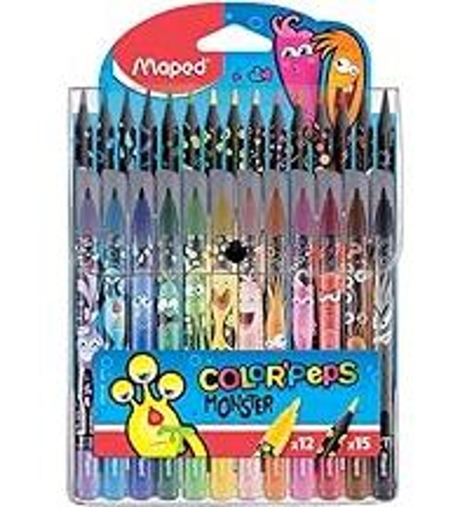 Maped 984718 - Stifte-Set COLOR'PEPS MONSTER Filzstifte x12 + Buntstifte x15, mehrfarbig, 27 Stück (1er Pack)
