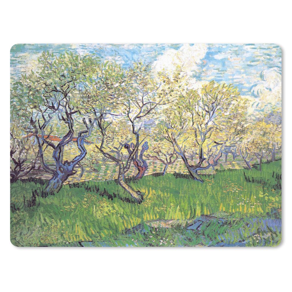 MuchoWow Mauspad Mousepad Obstgarten mit blühenden Pflaumen - Vincent van Gogh 40x30 cm - Mousepads - Maus Mat - Pad - Mausunterlage - Anti Rutsch
