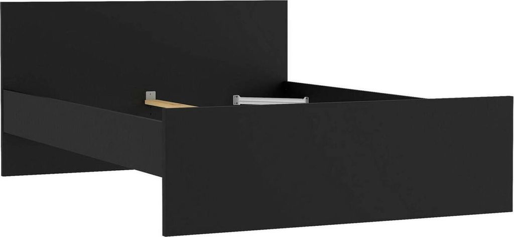 Doppelbett Geraldine, Struktur des Lagerbetts, Sommier mit Abdeckung, Bettrahmen aus Stoff, 197x146 h80 cm, Schwarz