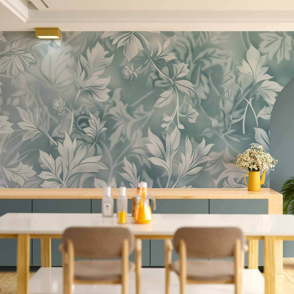 Vlies Fototapete - Ornaments in Worn Muted Turquoises: Delicate Plant Pattern 150x105 cm Muster f-H-10014-a-a